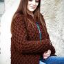 gruby brown chunky sweter swetry masywny