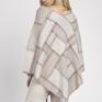 swetry: Lekkie poncho, SWE174 ecru/ mocca / bordo MKM