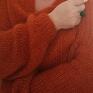 The Wool Art handmade swetry sweter kardigan orange luxe na drutach