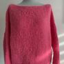 Happy Czapy ciekawe różowy sweter pomelo pink handmade swetry oversize ręcznie robiony