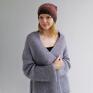 The Wool Art kobiecysweterek swetry kardigan gray kid mohair sweter