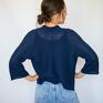 swetry: Narzutka damska w kolorze szarym - ręczne wykonanie minimalistyczny sweter