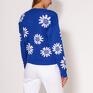niebieski sweter swetry w kwiatki - swe302 kobaltowy mkm damski