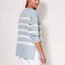 dzianinowa bluza - swe297 błękit/ecru mkm sweter w paski