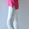 różowe swetry ombre letni sweterek dekolt okrągły wykończony plisą, rękaw 3/4, tył oversize