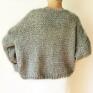 oversize krótki sweter ręcznie robiony na drutach, lużny