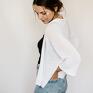 Hermina minimalistyczny sweter swetry na lato narzutka damska w kolorze białym na spacer