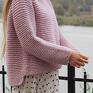 swetry różowy sweter dziergany wełniany