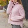 ręcznie robione wełniany różowy sweter swetry golf