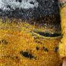Kozaczka wełna sweter jesienny żółty pejzaż rękodzieło