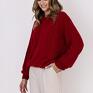 pomysły na upominki świąteczne Sweter w warkoczowy wzór - SWE323 czerwony MKM jesien święta