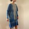 niebieskie swetry sweter luźny lniany sukienka blue&taupe one size