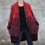 sweter swetry czerwone kardigan w kolorach czerwieni unikat