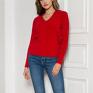 sweter swetry w prążek - swe146 czerwony