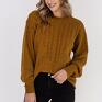 w charakterze bluzy - SWE322 miodowy MKM - sweter na jesień brazowy swetry swetrowa