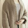 ręcznie zrobione swetry kardigan aberto - beż na drutach