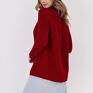 sweter kardigan z ciekawą stójką - swe120 czerwony