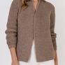 swetry: Kardigan z ciekawą stójką - SWE120 mocca MKM brązowy sweter