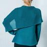 swetry: Turkusowy sweter z szalem - bluzka damska