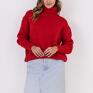 pomysł na prezent świąteczny Klasyczny golf - SWE291 czerwony MKM - Ręcznie zrobione sweter na jesień
