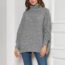 swetry: z golfem - SWE148 szary oversize sweter