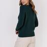 MKM swetry pomysł na upominki na święta Cienki sweter w serek - SWE243 zielony - z długim rękawem