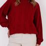 pomysły na upominki świąteczne w warkoczowy wzór - swe323 czerwony mkm swetry sweter na jesień