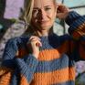 swetry: - paski handmade sweter ręcznie robiony