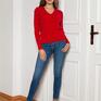 swetry sweter w prążek - swe146 czerwony