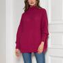 z golfem - SWE148 amarant - gruby sweter oversize