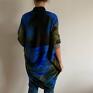 swetry: Wełniany blue&green - kardigan wełna kokon