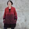 handmade płaszcz kardigan w kolorach czerwieni sweter