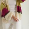 Kardigan Miu - amarant z żłótym - w pasy swetry lekki
