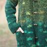 dzianina swetry unikatowy zielony kardigan wełna