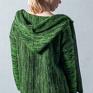 niepowtarzalne sweter zielony melanżowy rozpinany z kapturem - swetry kaptur