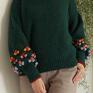 na drutach swetry sweter wykonany ręcznie na z doskonałej jakości włóczki szerokie rękawy