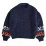 swetry: szafirowy Bomberek z motywem żakardowym z alpaki