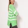 swetry zielony dzianinowa bluza - swe297 seledynowy/ecru mkm sweter