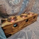 Świecznik drewniany z litego świerku, Shou Sugi Ban, Benita No. 5