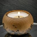 Drewniany świecznik tealight z górskim motywem - ręcznie wypalany pirografią