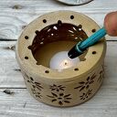 Kominek zapachowy ceramiczny z margerytkami - tea-light i miseczka