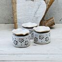 Kominek zapachowy ceramiczny z margerytkami - tea-light i miseczka