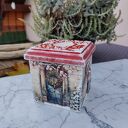 Świąteczne ręcznie zdobione pudełko ze świecznikiem tealight