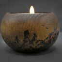 Drewniany świecznik z górskim motywem - ręcznie wypalany, idealny prezent, handmade, upominek