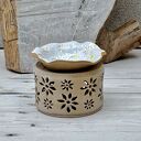 Kominek zapachowy ceramiczny z margerytkami - tea-light i miseczka