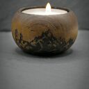 Drewniany świecznik z górskim motywem - ręcznie wypalany, idealny prezent, handmade, upominek