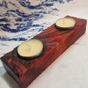 Czerwony świecznik drewniany Shou Sugi Ban Franca No. 33