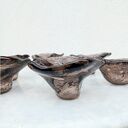 Komplet 6 szklanych świeczników do stołu - ręcznie robione, minimalistyczne