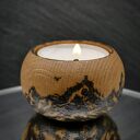 Drewniany świecznik z górskim motywem - ręcznie wypalany, idealny upominek, handmade