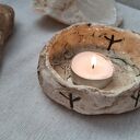Ceramiczna misa rytualna / kadzielnica z runą ochrony Algiz